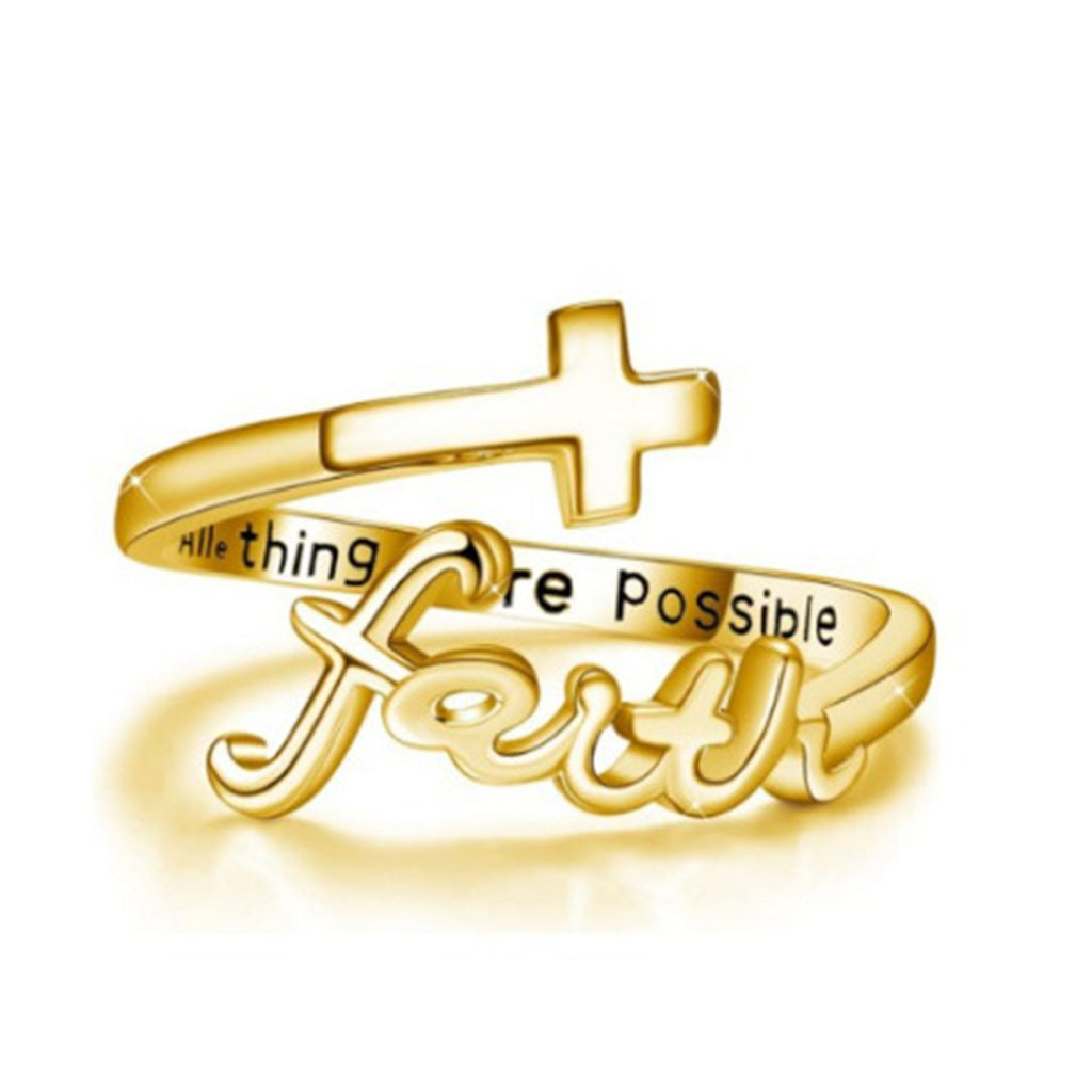 R0640 European and American letter opening cross ring female original design high-end ins style ring