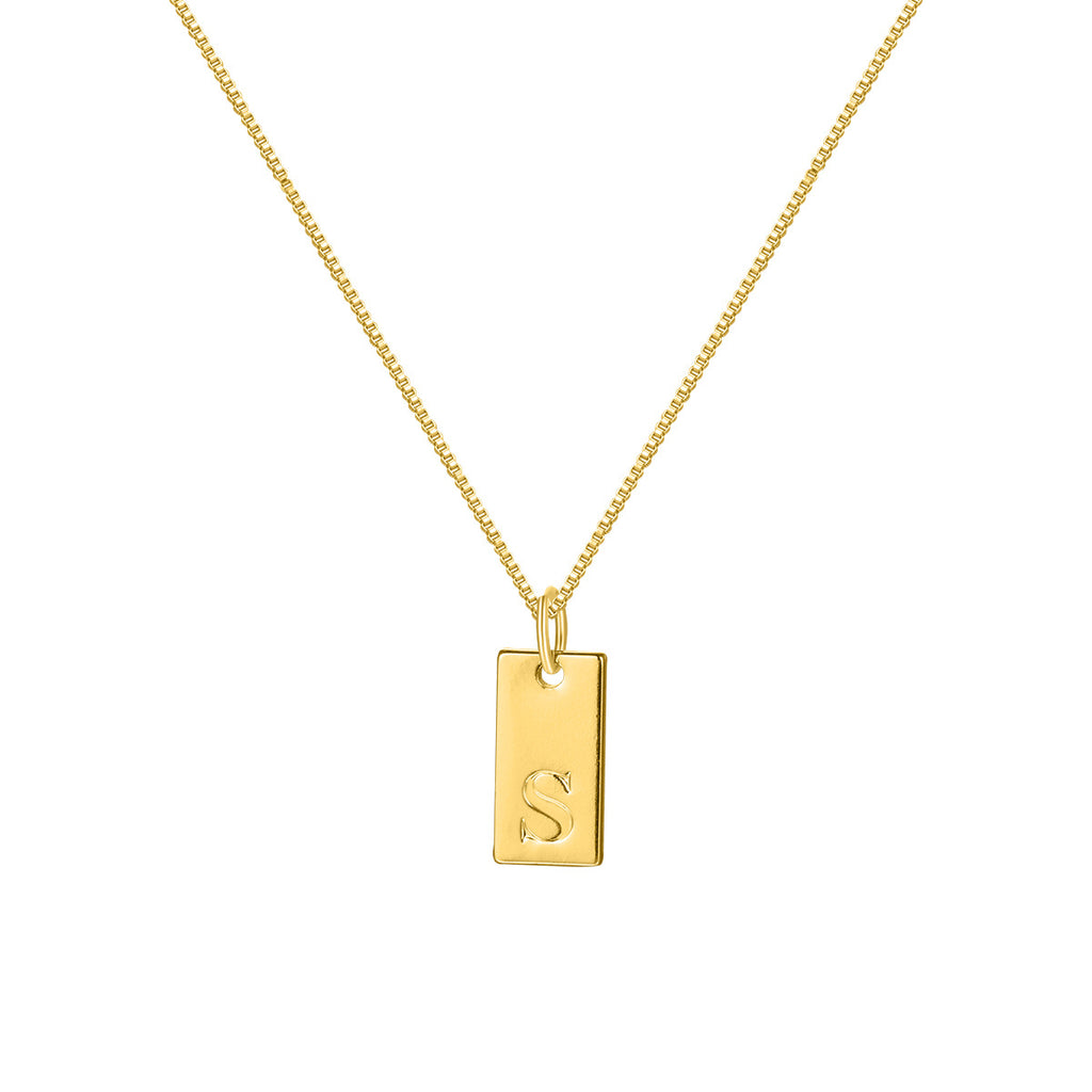 26 English letter necklace, European and American creative box chain, English letter square pendant, collarbone chain
