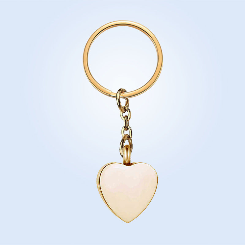 European and American foreign trade heart-shaped DIY pet urn keychain laser engraved Chinese and English keychain