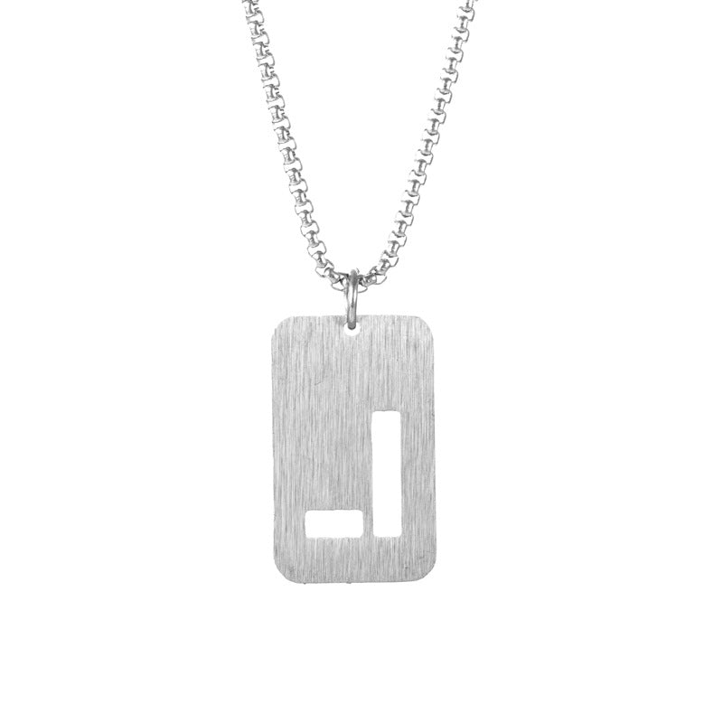 Letter hollow stainless steel necklace, original and niche design for men's fashion, street hip-hop, sweater, chain accessories