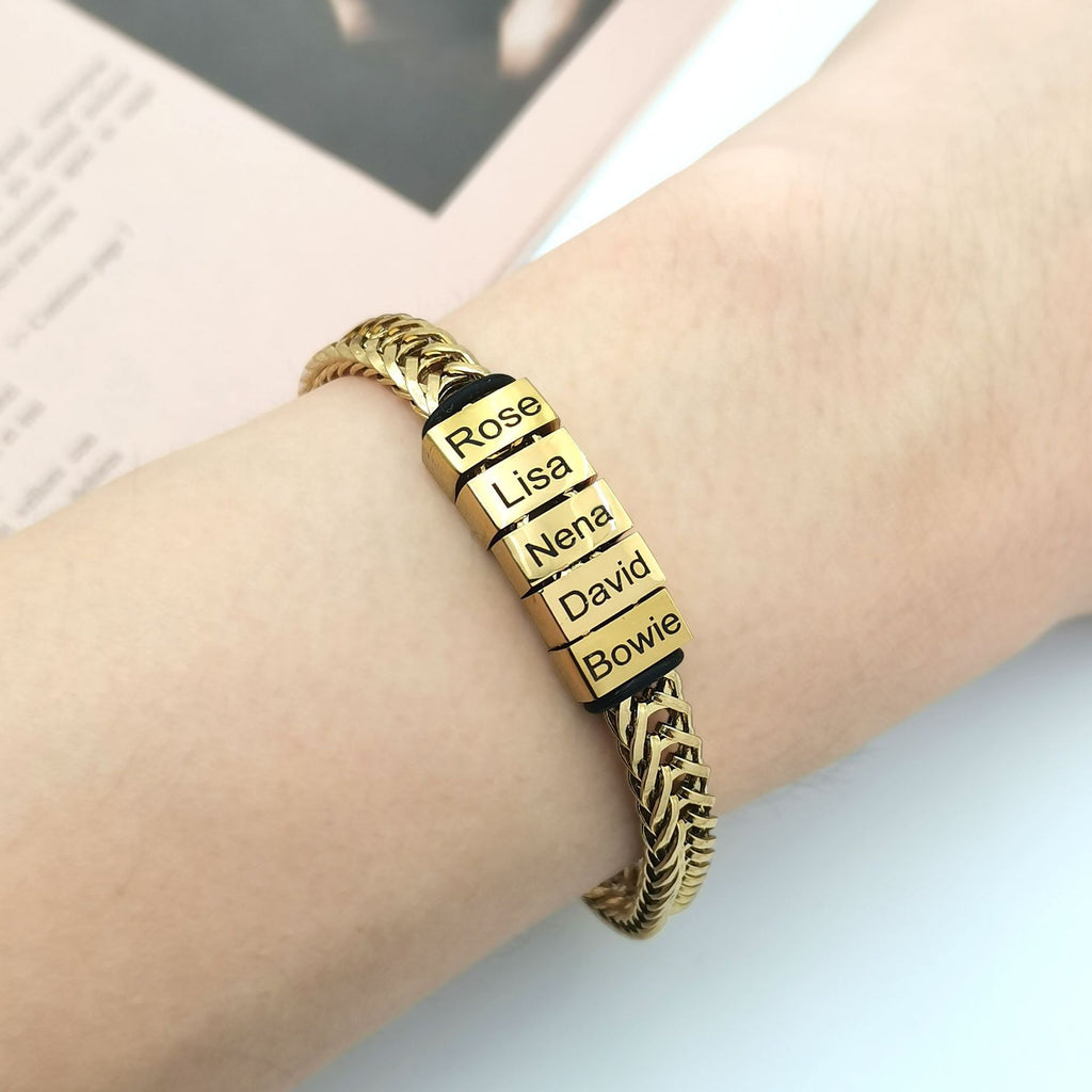 Cross border New Product Personalized Fashion Simple DIY Engraved Bracelet Stainless Steel Laser Carving Handmade Decoration Father's Day Retro
