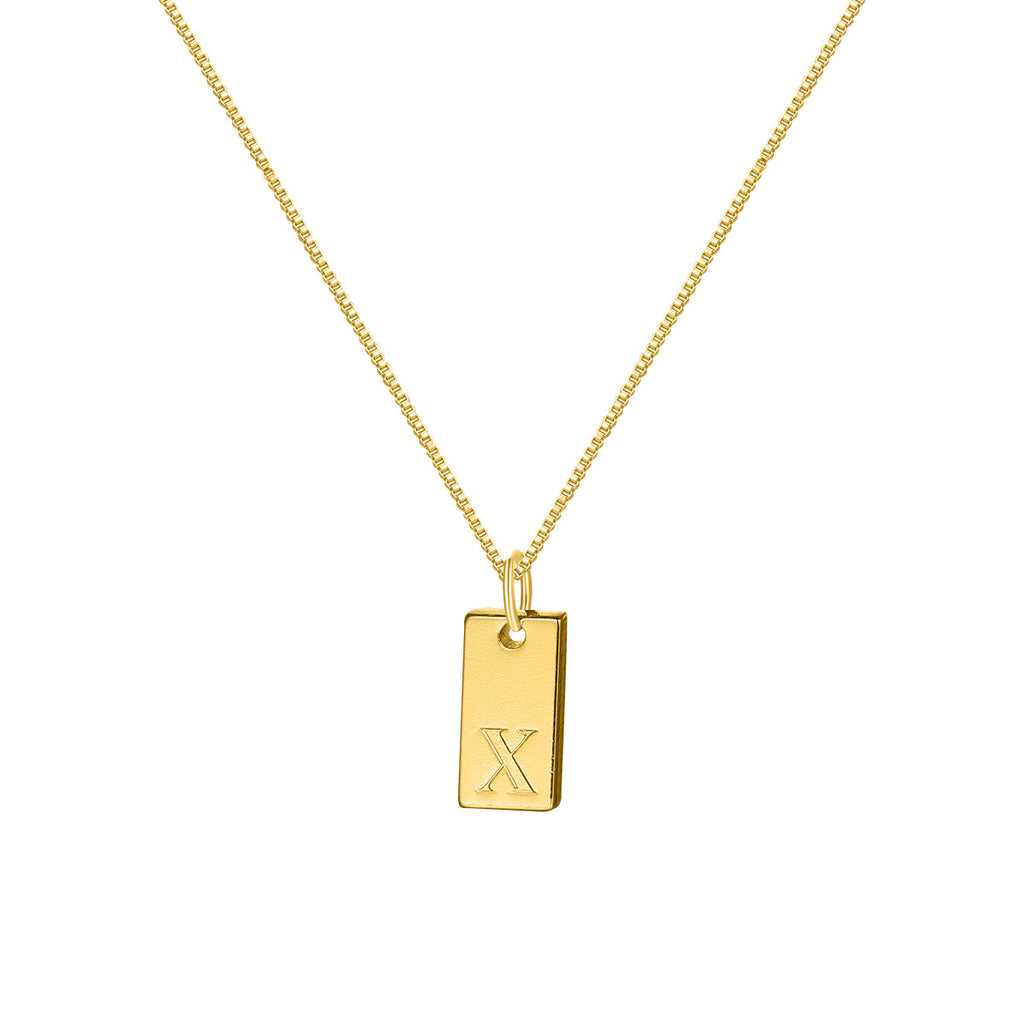 26 English letter necklace, European and American creative box chain, English letter square pendant, collarbone chain
