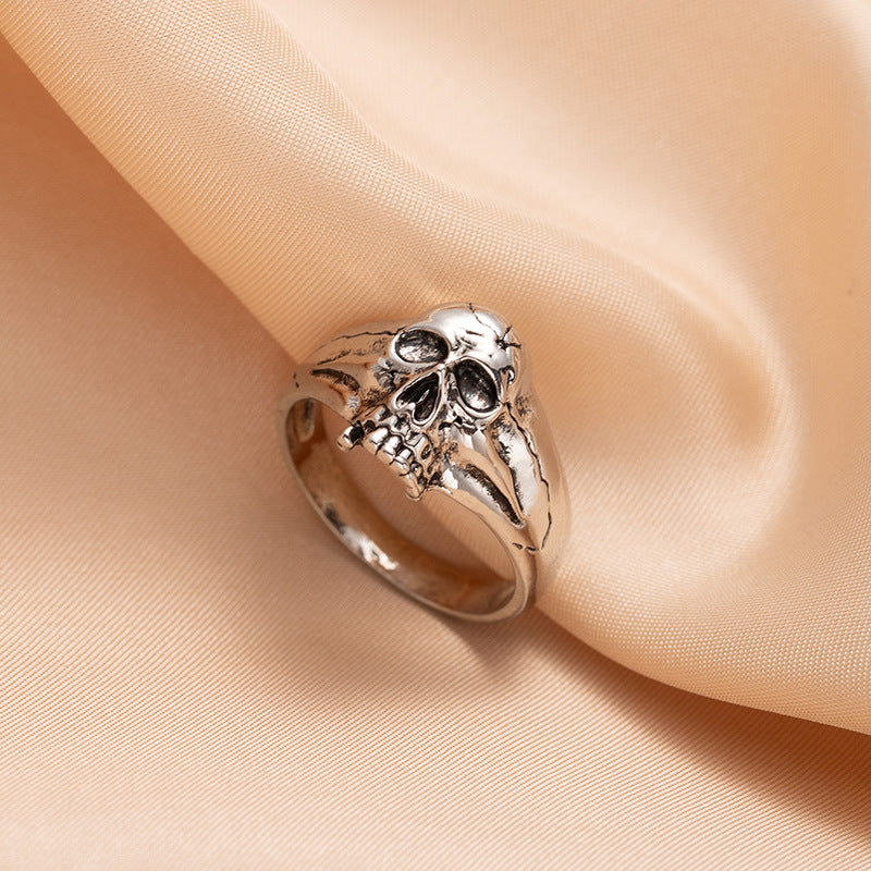 European and American style men's wide retro ring badge carved pattern ring fashionable personality trendy cool hand jewelry