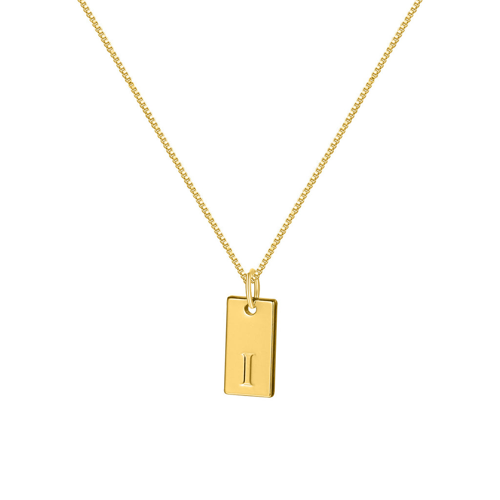 26 English letter necklace, European and American creative box chain, English letter square pendant, collarbone chain