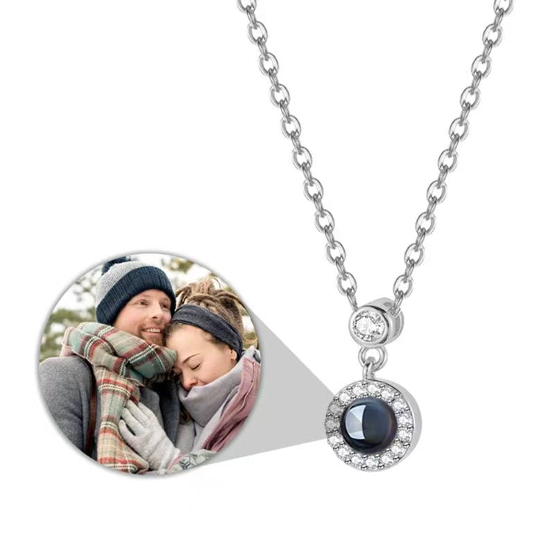 Cross border hot selling, customized photo necklace, men's and women's projection, I love you pendant, Valentine's Day gift