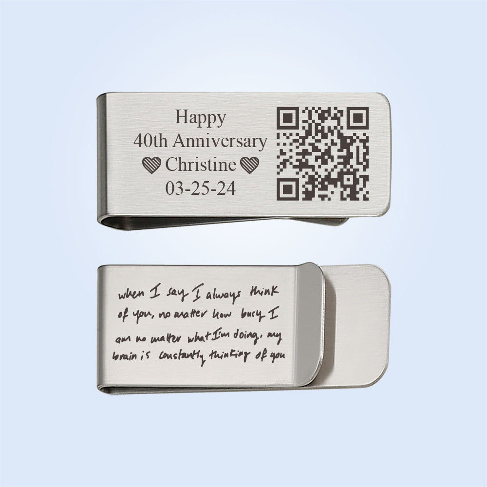 Hot selling fingerprint handwritten Spotify music code personalized laser engraving wallet in Europe and America