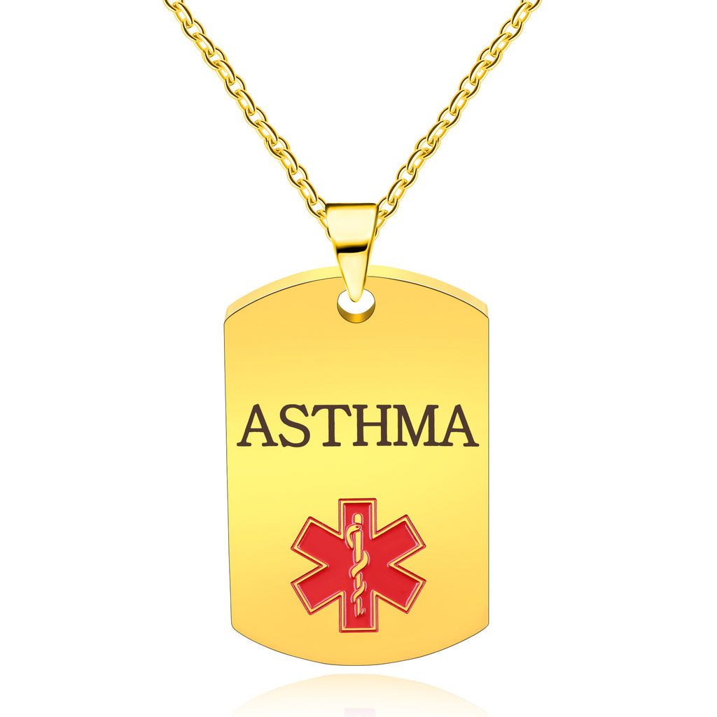 Cross border European and American stainless steel military medical logo, laser engraved disease identification card necklace
