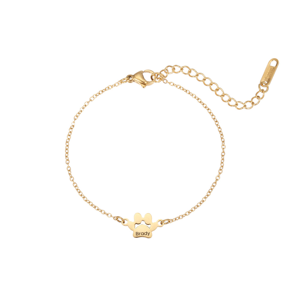 【 One Piece Customization 】 Stainless Steel Claw Engraved Bracelet, Foot Chain, Family Name Combination, Dog Claw Hand Ornament, Foot Ornament