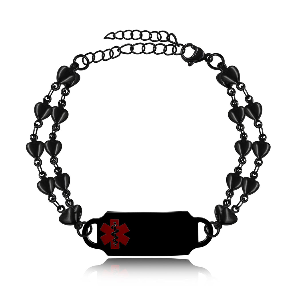 Cross border hot selling titanium steel bracelet, stainless steel curved plate, medical logo, engraved lettering, detachable double-layer bracelet