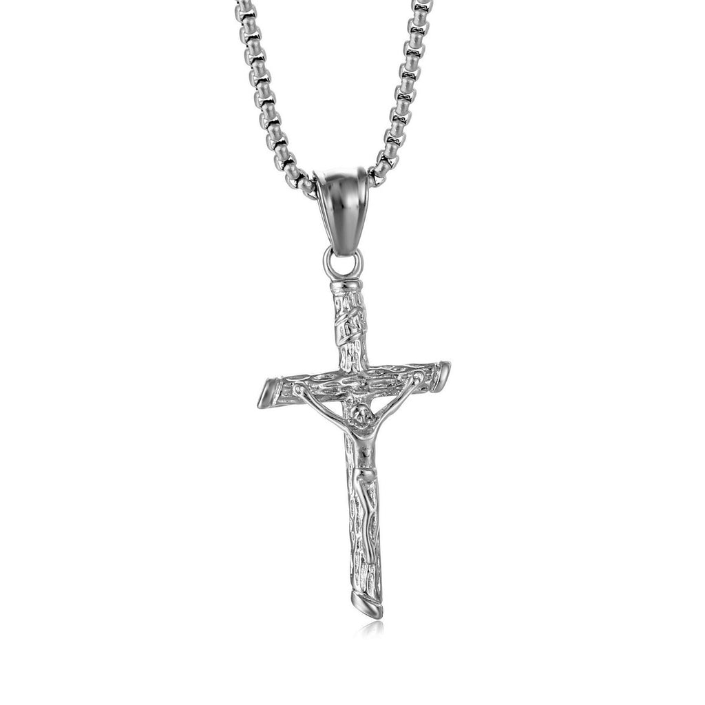 European and American jewelry, diamond necklace, cross pendant, simple retro versatile men's accessories, sweater chain
