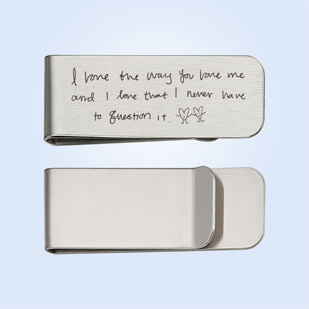 Hot selling fingerprint handwritten Spotify music code personalized laser engraving wallet in Europe and America