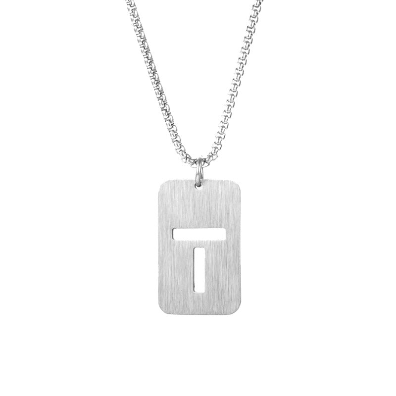 Letter hollow stainless steel necklace, original and niche design for men's fashion, street hip-hop, sweater, chain accessories