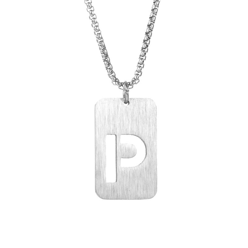 Letter hollow stainless steel necklace, original and niche design for men's fashion, street hip-hop, sweater, chain accessories