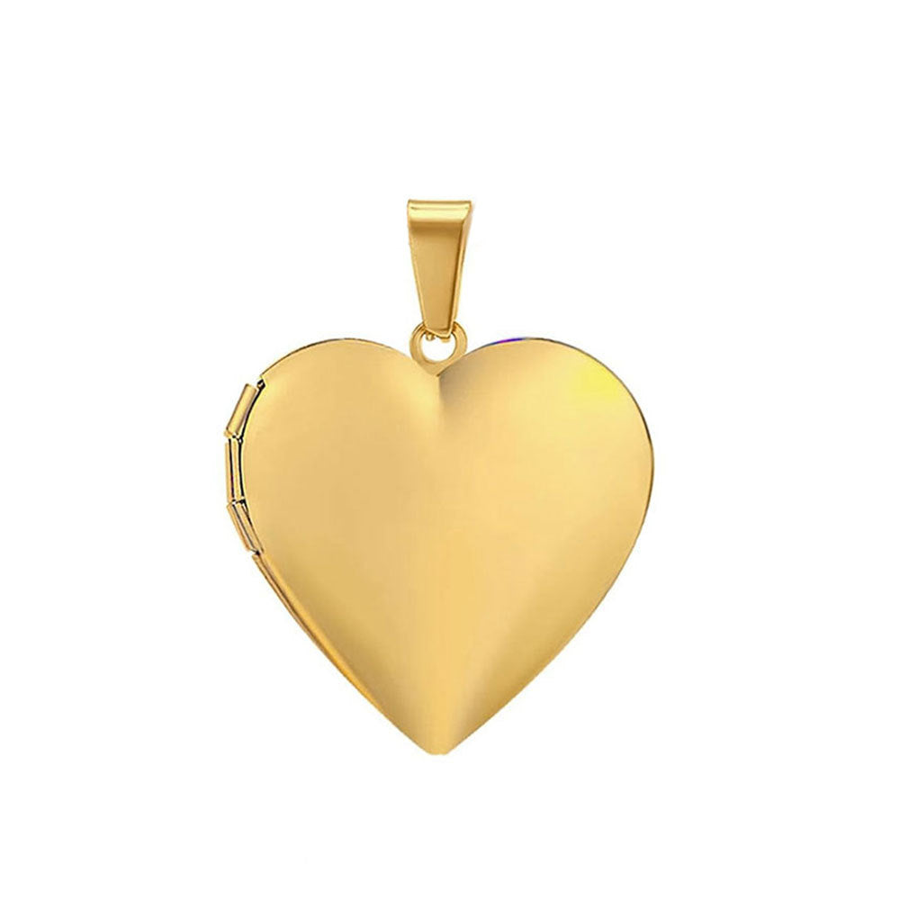 Stainless steel heart-shaped smooth pendant can open photo box, European and American cross-border fashion necklace, women's jewelry