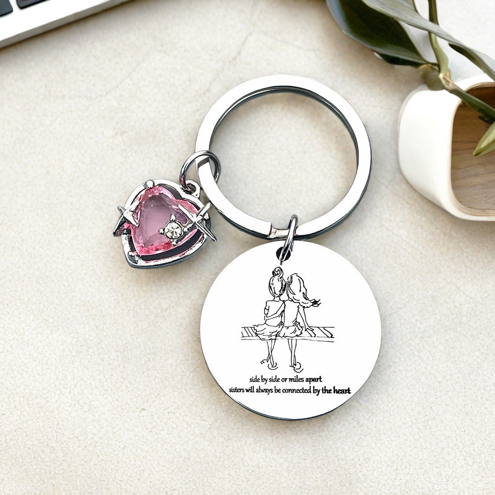 New sisters accessories pendant for good friends Cross border Euro American friendship gift Stainless steel key chain can be customized