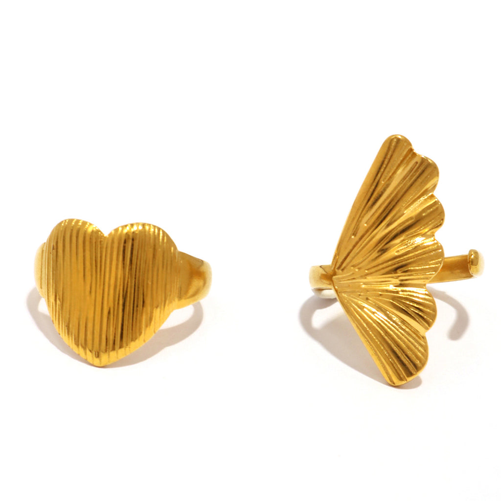 French retro fashion design with large leaf carving and adjustable opening, creative leaf stainless steel ring