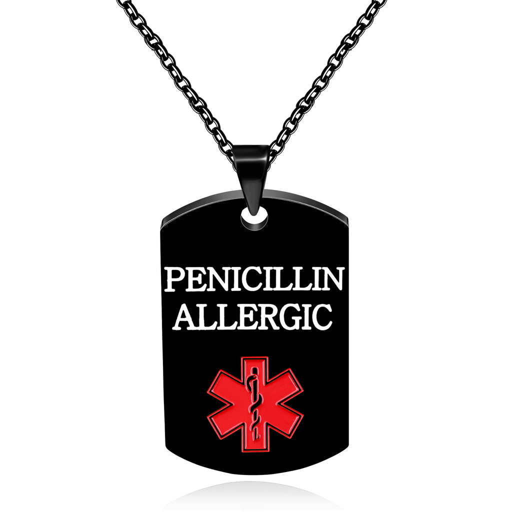 Cross border European and American stainless steel military medical logo, laser engraved disease identification card necklace