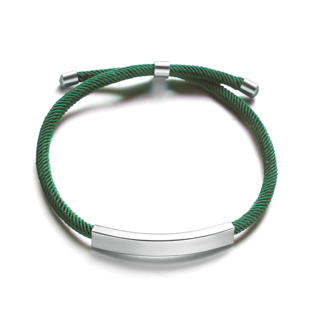 Cross border stainless steel DIY braided rope adjustable wristband for women, versatile and engraved characters that do not fade, couple bracelet